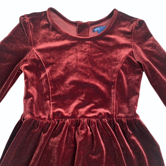 Gap Kids Velvet Long Sleeve Midi Dress Girls S/6-7 Burgundy Thanksgiving Holiday - Picture 3 of 8